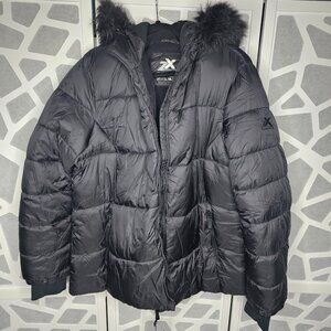 ZEROXPOSUR WOMEN'S BLACK FLEECE LINING PUFFER HOODED WARM HAND CUFF COAT XXL